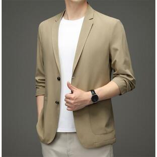 テーラード メンズ ブレザー ジャケット 極薄 アイスシルクスーツ アウター カジュアル 長袖 涼しい 薄手の画像
