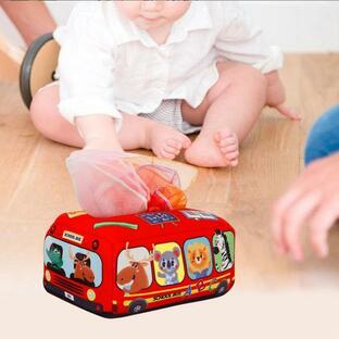 ベビーティッシュボックスおもちゃ、6-12ヶ月の赤ちゃん用モンテッソーリおもちゃ、赤ちゃん感覚おもちゃティッシュボックス、幼児新生児用教育就の画像