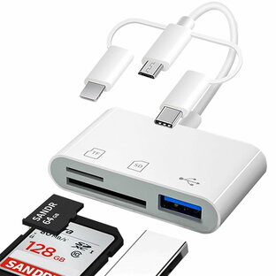 Topamz SDカードリーダー 3in1 Phone/Type C/Micro USB SDカードカメラリーダー USB/SD/TF変換アダプタ OTG機能 写真/ビデオ/資料 双方向高速転送 設定不要 メモリーカード リーダー 最新i-OS16対応の画像