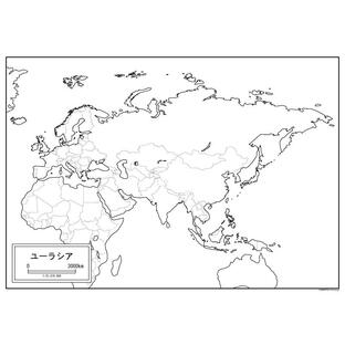ユーラシア大陸の紙の白地図の画像