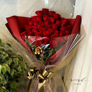 【本数追加できます】国産最高級 赤バラ 花束40本 豪華ラッピング 誕生日プレゼント 退職祝い 送別 合格祝い 記念日 結婚記念日 プロポーズ お祝いの画像