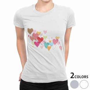 tシャツ レディース 半袖 ホワイト グレー 白 灰色 デザイン S M L XL Tシャツ ティーシャツ T shirt ハート ピンク 水玉 チェック 007796の画像