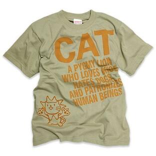 猫 おもしろ かわいい Tシャツ メンズ レディース 半袖 PYGMY LION - サンドカーキ ネコ ねこ 猫柄 雑貨 - メール便 - SCOPY スコーピーの画像