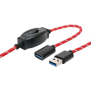 ミヨシ(Miyoshi) MCO USB3.0対応 ON/OFFスイッチ付き USB延長ケーブル コタツコード調 昭和レトロデザイン 通信・充電対応 転送速度最大5Gbps 充電規格5V3A USB-A（ｵｽ） to USB-A（ﾒｽ）0.5m 製品保証6ヶ月付 ZUSB-EXS35/RDの画像