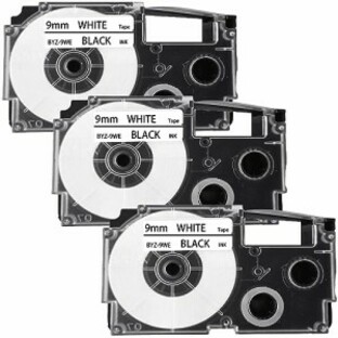 互換 カシオ ネームランド テープ 9mm 白地 黒文字 CASIO Name Land テープリッジ XR-9WE セットの画像