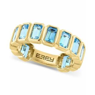 エフィー コレクション リング アクセサリー メンズ EFFY® Blue Topaz Emerald-Cut Statement Ring (4-3/8 ct. t.w.) in 14k Gold 14K Goldの画像