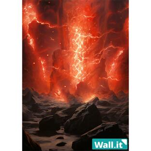 Wall.it A4 フィギュアディスプレイケース専用背面デザインシート 縦向 赤いオーラ 闘気 炎上 火炎 火柱 落雷 エフェクト 岩石 燃焼 電光石火の画像
