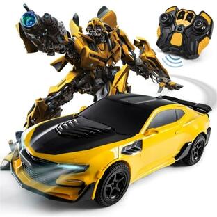 HEBXMFリモコン電動トランスフォーマーロボットBumblebee充電車トイ2.4G RC変形オートボット360°回転ドリフトスタントカーキッズ誕生日クリスマスパーティの画像