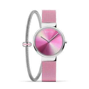 BERING(ベーリング) 腕時計 レディース ブレスレット付き チャリティーモデル ピンク ステンレススチール ストラップ & サファイアの画像