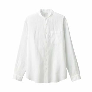 無印良品 紳士 リネン洗いざらしスタンドカラー長袖シャツ メンズ AC1X9A4S 白 紳士XXLの画像