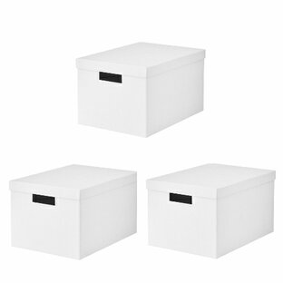 【セット商品】IKEA イケア 収納ボックス ふた付き ホワイト 白 3個セット 25x35x30cm z20395425x3 TJENA ティエナ 日用品雑貨 生活雑貨 収納用品 マガジンボックス ファイルボックス おしゃれ シンプル 北欧 かわいいの画像