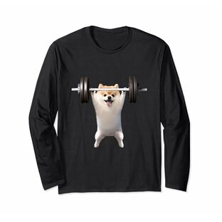 ポメラニアン イヌ 面白いtシャツ 犬 筋トレ 文字入り メンズ おもしろ 面白い 服 グッズ 文字Tシャツ ネタ 長袖Tシャツの画像
