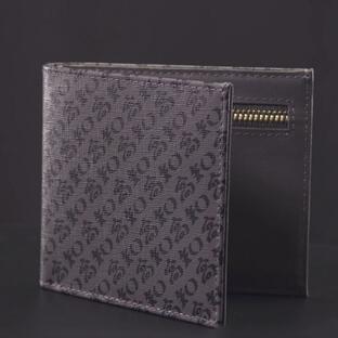 高知の二つ折り財布（牛革・薄型コンパクトタイプ）グレー×ブラック の画像