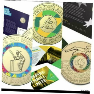 【極美品/品質保証書付】 アンティークコイン コイン 金貨 銀貨 [送料無料] 2020 $2 ICC Women's T20 World Cup coin-2019 $2 Wallabies coin-2016 $2 Paralympicの画像