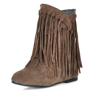 SO SIMPOK Womens Tassel Hidden Wedge Heel Ankle Boots Fashion Ro 並行輸入品の画像