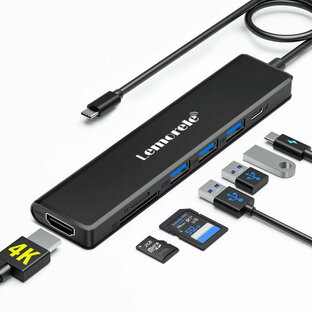 USB C ハブ 7-IN-1 ドッキングステーション Type C HDMI ハブ タイプC 拡張 USB SD/TFカード ハブ Lemorele USB3.0*3、HDMI4K、USB-C PD100W急速充電、TF&SDスロットThunderbolt 3/4を搭載したMacBook Pro Air Fujitsu 東芝の画像