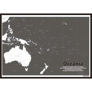 PROCEEDX美しい世界地図 オセアニア 学習ポスター ミニマルマップ フレーム付きA4サイズ 日本製1258の画像
