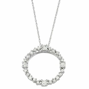 【送料無料】 アンブランデッド レディース ネックレス・チョーカー・ペンダントトップ アクセサリー 10k White Gold 1/2 Carat T.W. Diamond Forever Love Circle Pendant Necklace 10k Goldの画像