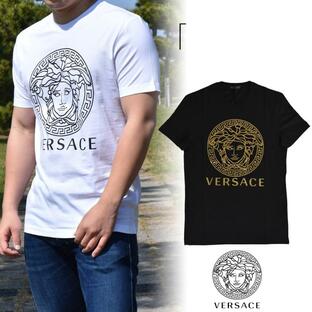 ヴェルサーチ Tシャツ メンズ VERSACE 半袖 ブランド 人気 クルーネック メデューサ カットソー A89497Sの画像