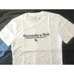 本物正規 アバクロ Tシャツ 0153-001 ロゴ刺繍 白■新品/綿100％/ メンズ 半袖 Abercrombie&Fitchの画像