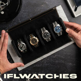 【IFLW】ウォッチロール 4本用Saffiano Black （ブラック） 腕時計 ウォッチケース本革 牛革 レザー エンボス 型押し 持ち運びコンパクト 時計 収納インテリア ラグジュアリー 高級感 サフィアーノレザーWatch Roll rolex ロレックスIFL Watchesの画像