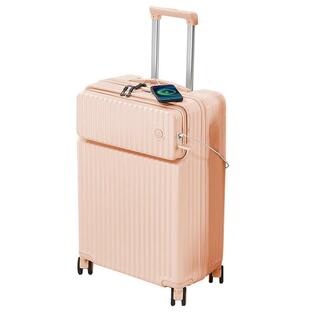 S(33L、機内持込OK)_ピンク [Manatsulife] キャリーケース スーツケース 旅行 出張 超軽量 フロントオープン カップホルダー付き USBポート付 乾湿分離 ロック付の画像