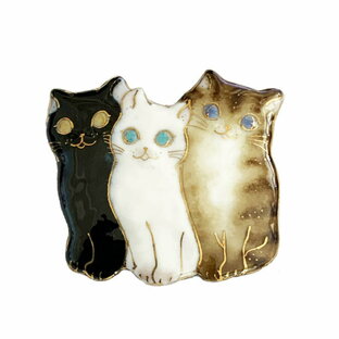 【UncleZ】 七宝焼き ブローチ 3匹の猫の画像