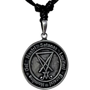 2 sided Engraved Sigil of Lucifer Seal of Satan Luciferian Theistic Satanism Silver Pewter Men's Pendant Necklace lucky Charm Medallion Safe Travelの画像