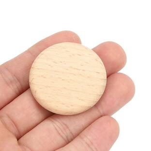 丸い 木製 スライス ボタン タグ 天然木 木片 DIY 工芸品 ディスク 直径約3.8cmの画像