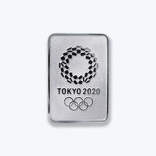 公式商品 東京2020オリンピックエンブレム ピンバッジ シルバー 四角 オフィシャルライセンスグッズの画像