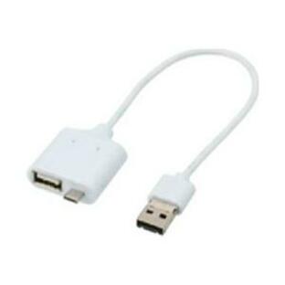 タブレット／スマートフォン対応［Android・USB microB・USBホスト機能］ USBマルチケーブル 0.2m・ホワイト （USB microB→USB A 接続） ZUH-OTGM02Wの画像