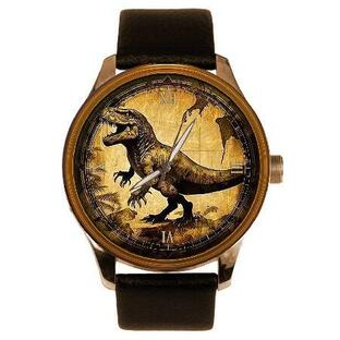 superbrass.com Rare T-REX Gorgeous Vintage Parchment Dinosaur Art Solid Brass Collector Watch 並行輸入品の画像