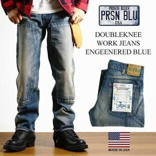 PRISON BLUES プリズンブルース ダブルニーワークジーンズ オリジナルユーズドウォッシュ エンジニアドブルーメンズ 28-42インチ アメリカ製 ペインターパンツの画像