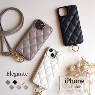 Elegante キルティング ショルダー iPhone16 ケース 16pro Plus max ケース スマホショルダー iPhone15 pro iPhone14 pro iPhone13 pro 12 11 7 8 第3世代 YH TJの画像