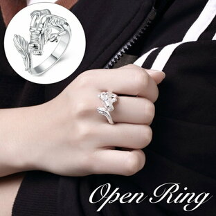 プラスナオ 指輪 オープンリング レディース 女性 アクセサリー ファッションリング 幅広 存在感 ドラゴン 龍 シルバーカラー かっこいい 普段使い デイリー 贈り物 ファッション小物 フリーサイズの画像