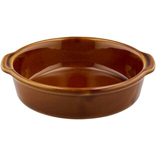 三陶(Santo) 萬古焼 グラタン皿 一人用 小さめ ココット 直径約15cm 耐熱 陶器 オーブン対応 電子レンジ 食洗器対応 ブラウン 日本製の画像