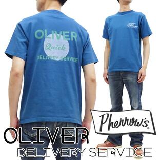 フェローズ 半袖Tシャツ PHERROW'S OLIVER DELIVERY SERVICE 半袖Tシャツ 23S-PT19 スチールブルー 新品の画像