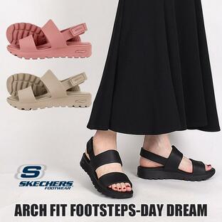 スケッチャーズ skechers レディース サンダル シューズ 靴 アーチ フィット ストラップ ARCH FIT FOOTSTEPS-DAY DREAM 111380 BBK DKTP ROS 黒の画像