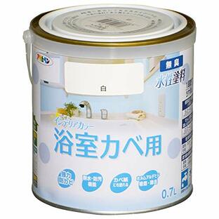 アサヒペン 塗料 ペンキ NEW水性インテリアカラー浴室カベ 0.7L 白 水性 室内 壁用 艶消し 1回塗り 無臭 防カビ 低VOC シックハウス対策品 日本製の画像