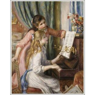 複製画 送料無料 絵画 油彩画 油絵 模写ルノアール（ルノワール）「ピアノに寄る娘たち」F12(60.6×50.0cm)プレゼント 贈り物 名画 オーダーメイド 額付き 直筆の画像