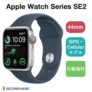 Apple Watch SE 第2世代 GPS + Cellular モデル シルバーアルミケース 44mm ストームブルースポーツバンド M/L 本体＋バンド+充電ケーブル+化粧箱付 新品の画像