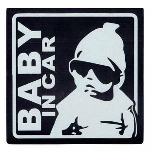 BABY IN CAR 赤ちゃん乗車中 マグネット 外貼り ステッカー12cm ブラック 赤ちゃん乗ってます マグネットステッカー デザインステッカー BABY IN CAR 12×12の画像