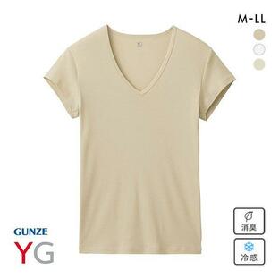 グンゼ GUNZE ワイジー YG ネクストラ NextRA+ COOL 汗取り付き Vネック Tシャツ メンズ 半袖 綿100％ 天然冷感 消臭の画像