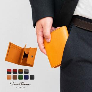 二つ折り 薄型財布 イタリアンレザー 本革 多ポケット ミニ財布 小さい スリム スマート メンズ ビジネス 機能的 おしゃれ 牛革 お札入れ Dom Teporna Italyの画像