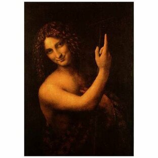 複製画 送料無料 絵画 油彩画 油絵 模写レオナルド・ダ・ヴィンチ「洗礼者聖ヨハネ」F40(100×80.3cm)プレゼント 贈り物 名画 オーダーメイド 額付き 直筆の画像