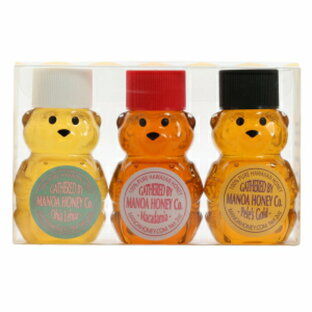 マノア ハニー ベア ギフトセット オヒア、マカダミアナッツ、ペレのゴールドハニー入り Manoa Honey Bears Gift Set with Ohia, Macadamia Nut and Pele's Gold Honeyの画像
