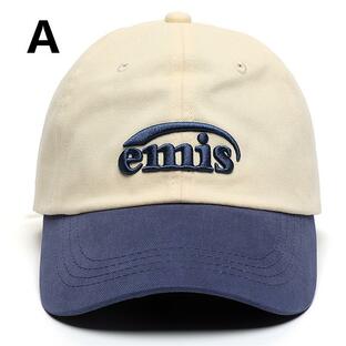 EMIS 韓国の新しいヒット カラー エミス アルファベット ベースボール キャップ レディース グリーン つばのとがった帽調節可能なサイズ 送料無料の画像