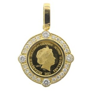 純金 k24 イーグル コイン ペンダントトップ ダイヤモンド ソロモン 金貨 24金 1/25オンス 5.7g 鷲 エリザベス2世 メンズ レディースの画像