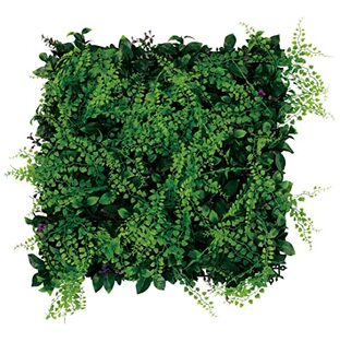 [山善] グリーンフェンス 50㎝×50㎝ 壁掛け 簡単設置 簡単固定 軽量 水やり不要 室内 庭 人工観葉植物 おしゃれ グリーンカーテン リーフデコレーション LD-A5050F ファーンの画像