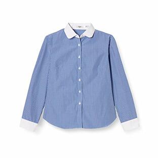 [アトリエサンロクゴ] lr-26 レディースシャツ 丸襟ワイシャツ ブラウス 長袖-ギンガムチェック S (日本サイズS相当)の画像